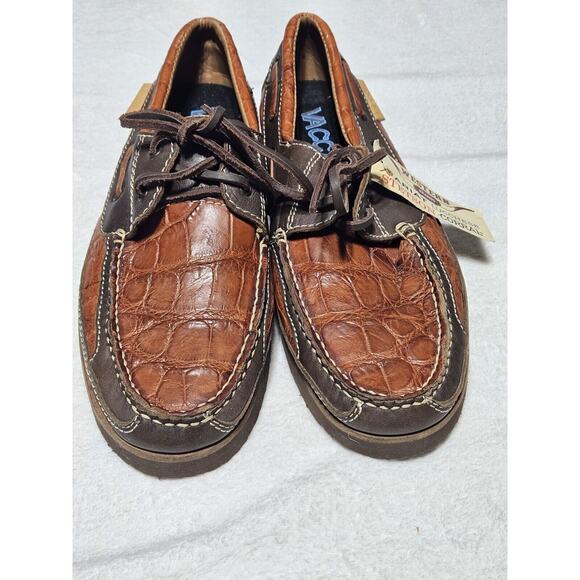 Vaccari Loafers moccasins Boat Shoes 100% Cow Goat Leather Brown Sze 11 main image 12